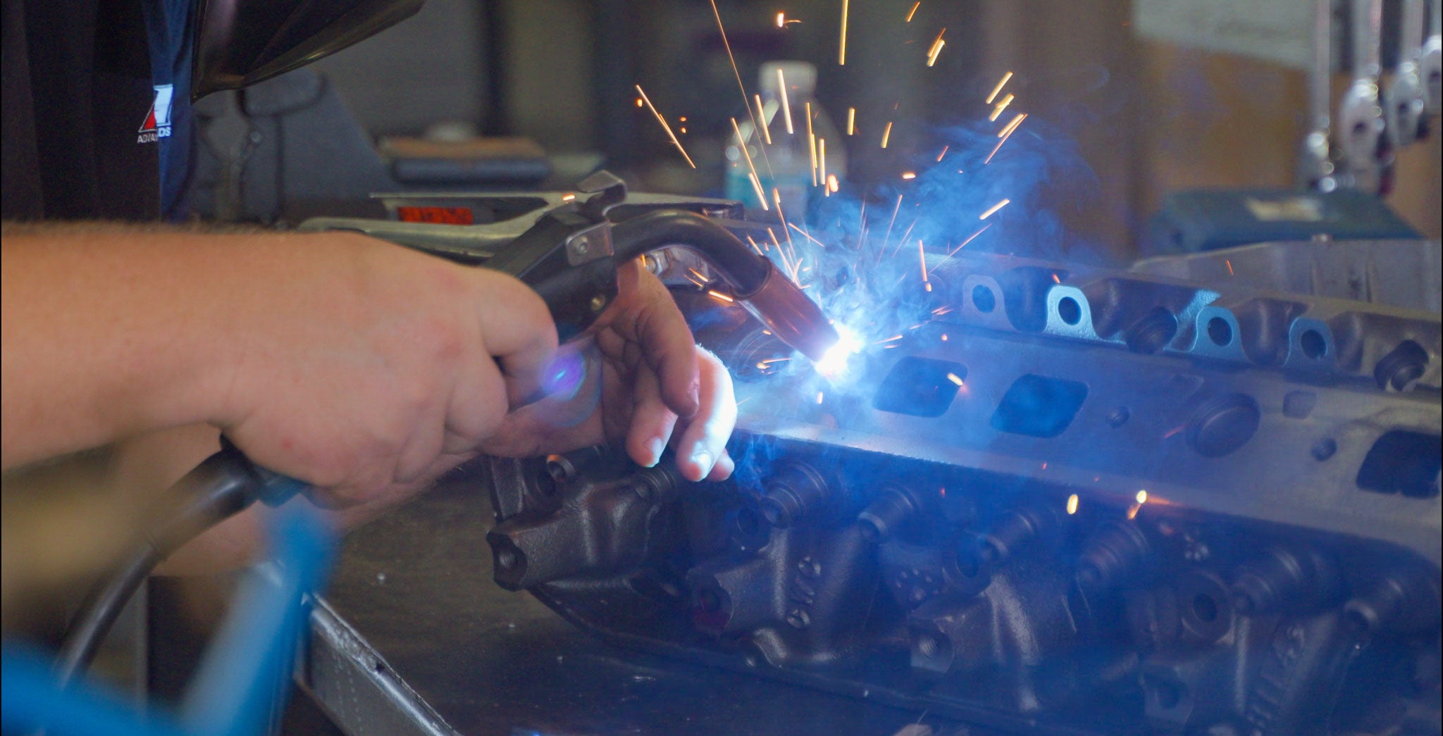 Cylinder head being welded