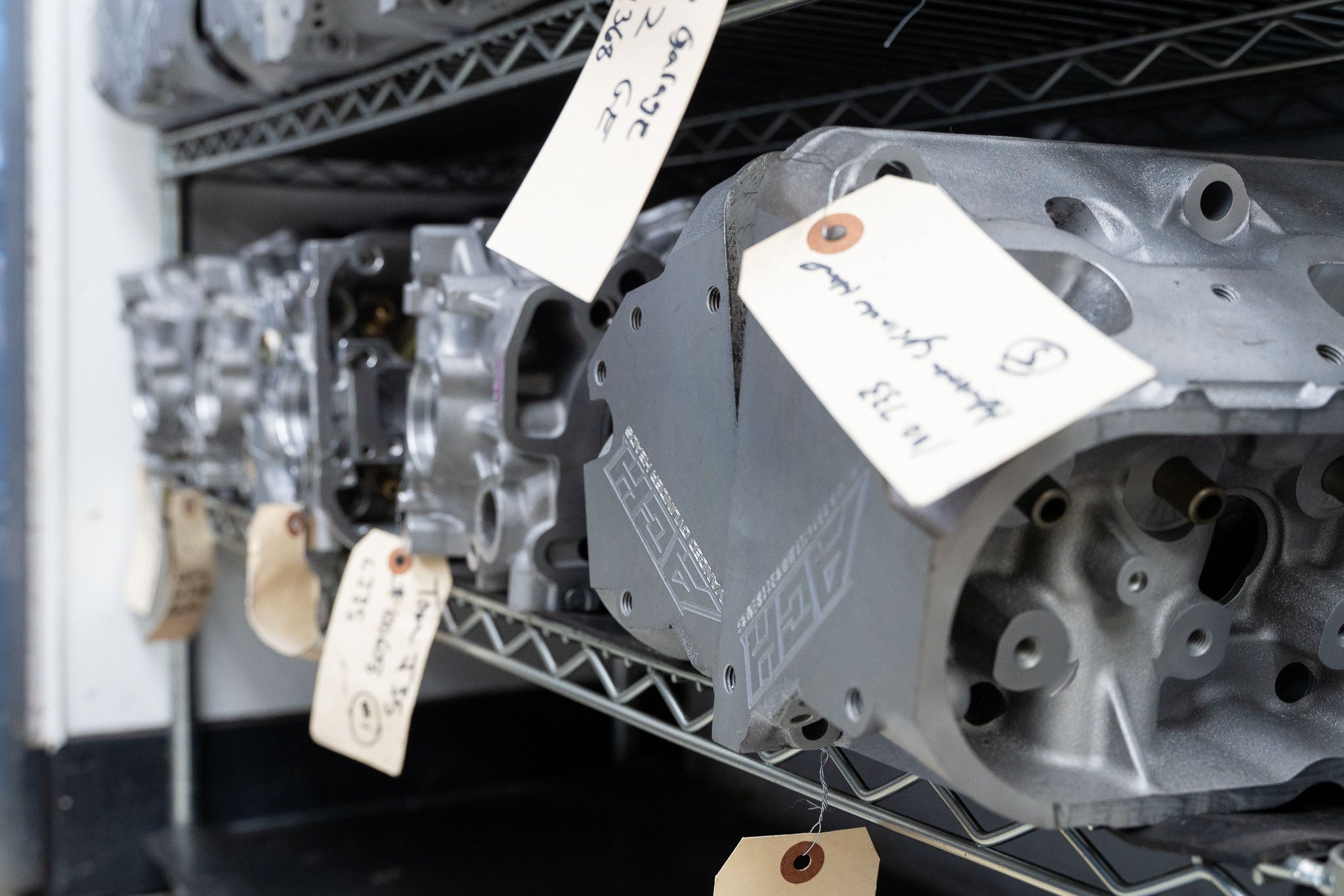 cylinder heads on rack